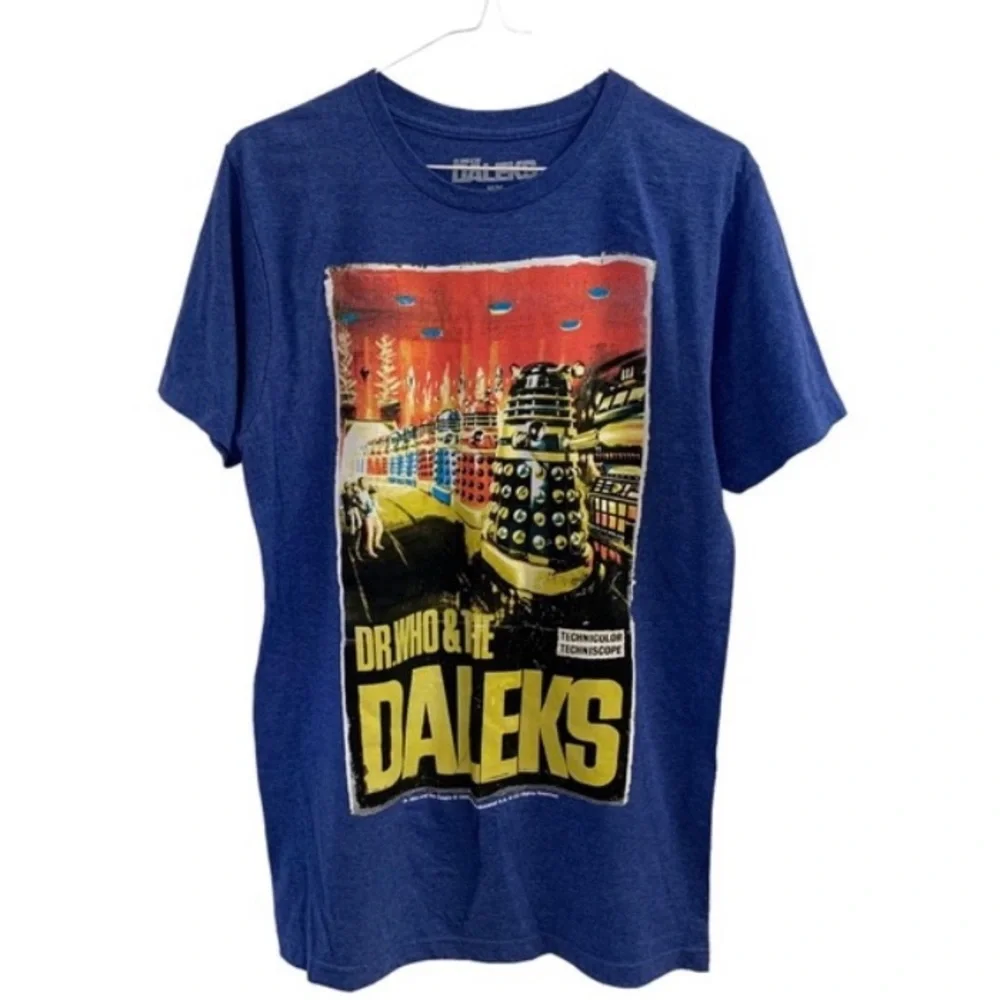 Doctor Who and the Daleks Invasion Earth Adult T Shirt Blue Crewneck Dr Who - Picture 9 of 9